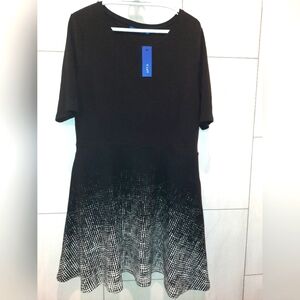 Apt 9 size large Black White speckled geometric design dress NWT